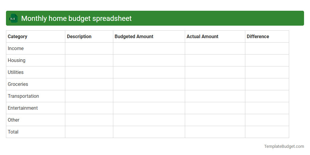 Monthly home budget spreadsheet