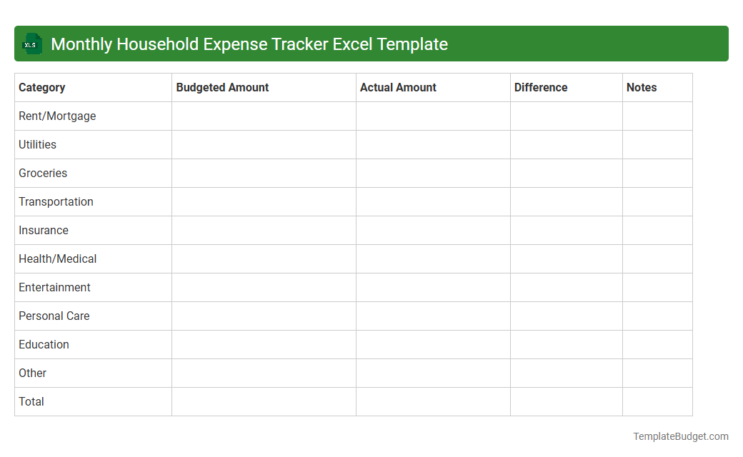 Monthly Household Expense Tracker Excel Template