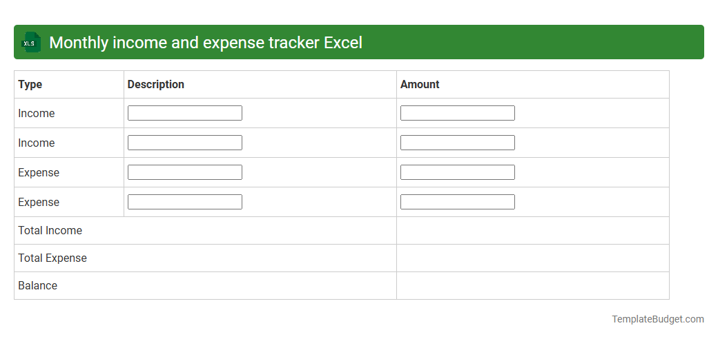 Monthly income and expense tracker Excel