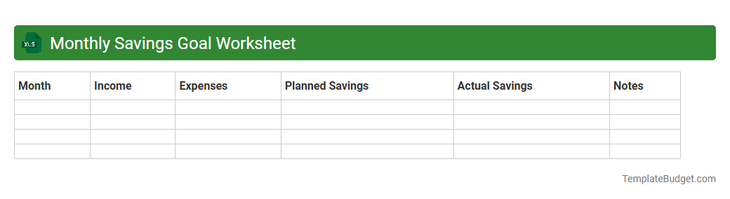 Monthly Savings Goal Worksheet