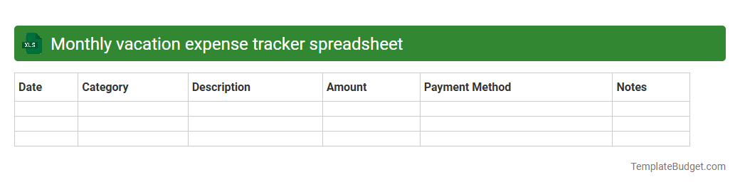 Monthly vacation expense tracker spreadsheet
