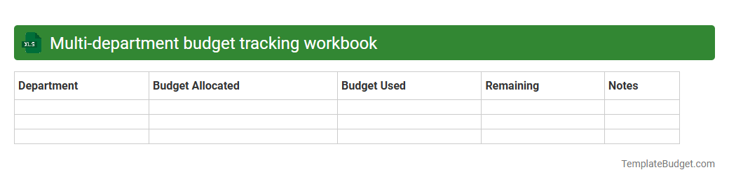 Multi-department budget tracking workbook