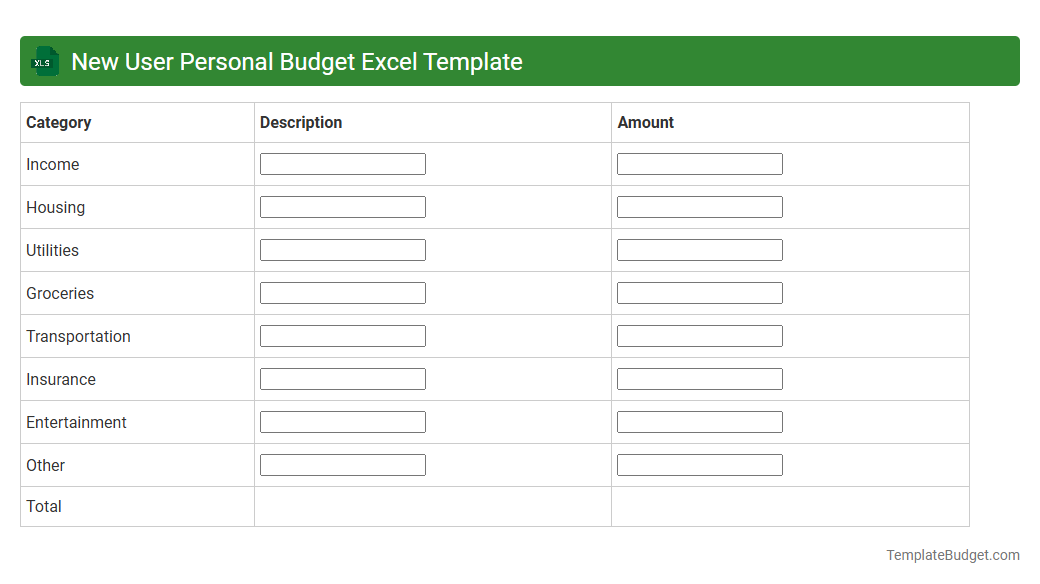 New User Personal Budget Excel Template