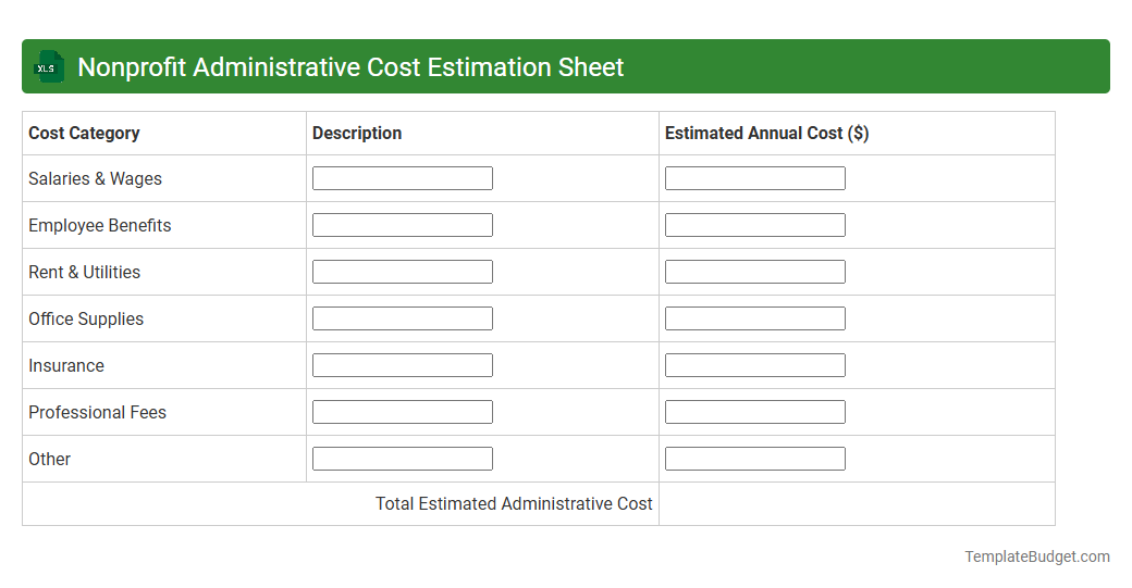 Nonprofit Administrative Cost Estimation Sheet