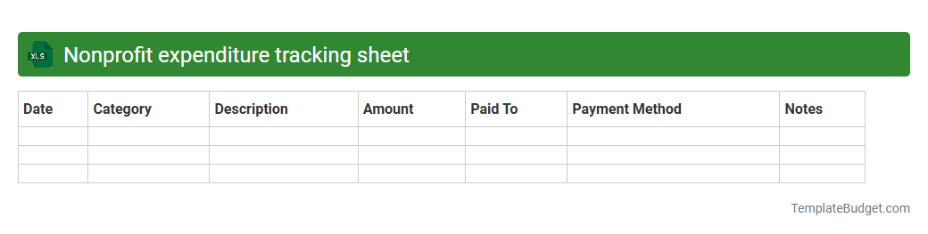 Nonprofit expenditure tracking sheet