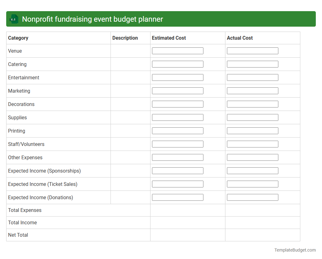 Nonprofit fundraising event budget planner