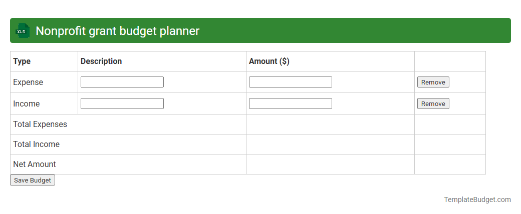 Nonprofit grant budget planner