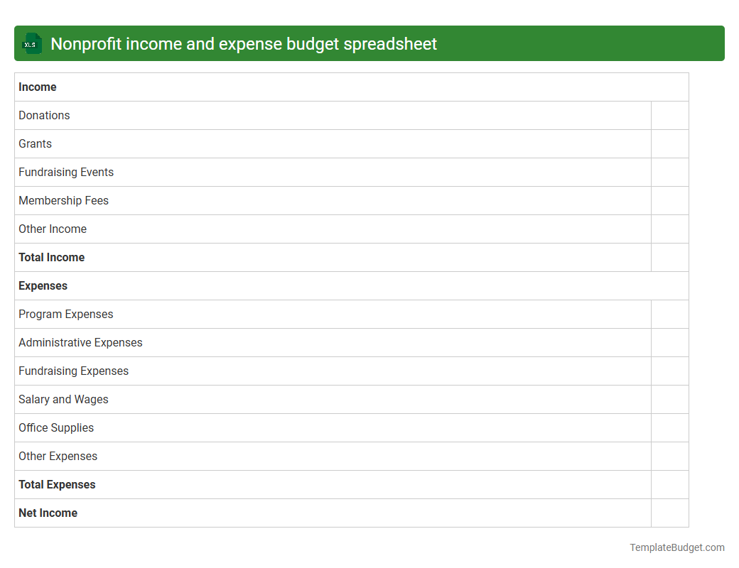 Nonprofit income and expense budget spreadsheet