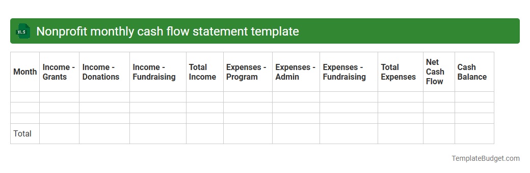Nonprofit monthly cash flow statement template