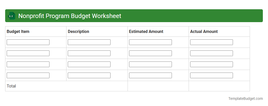Nonprofit Program Budget Worksheet