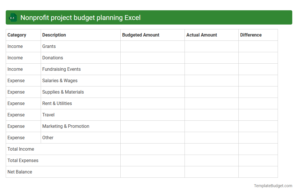 Nonprofit project budget planning Excel
