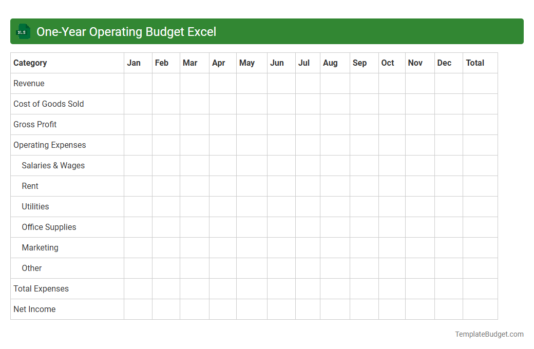 One-Year Operating Budget Excel