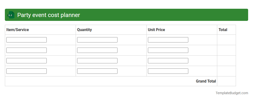 Party event cost planner