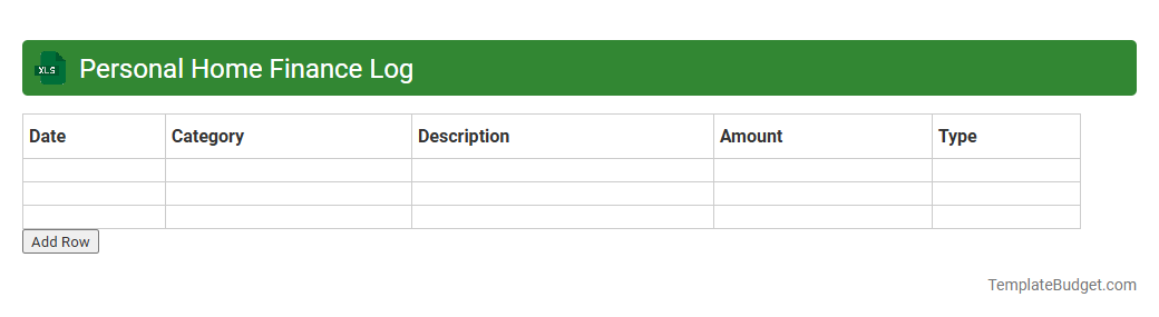 Personal Home Finance Log