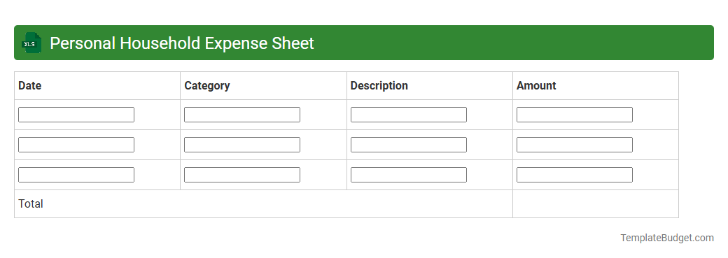 Personal Household Expense Sheet