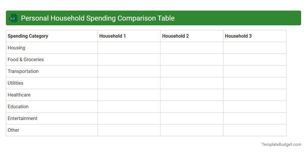 Personal Household Spending Comparison Table