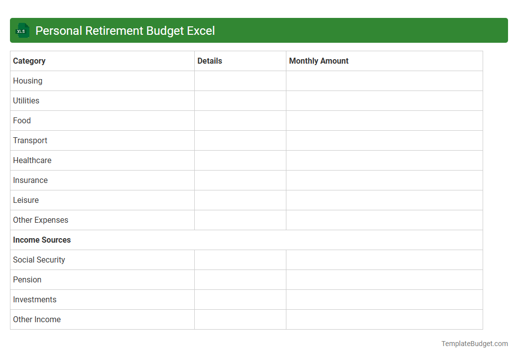 Personal Retirement Budget Excel