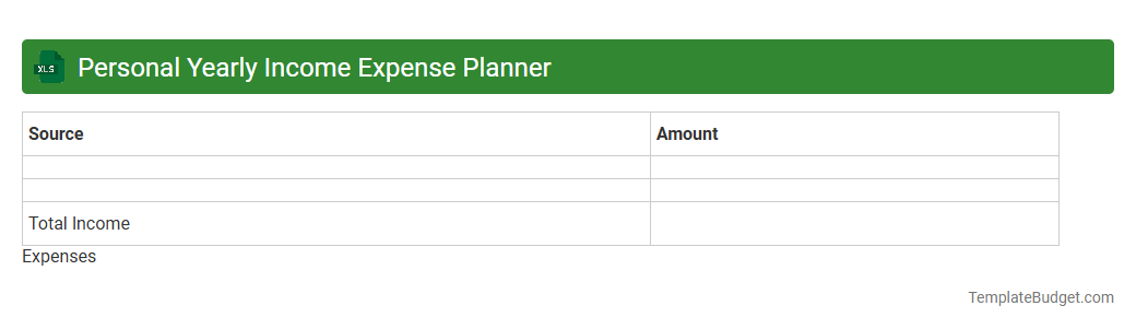 Personal Yearly Income Expense Planner