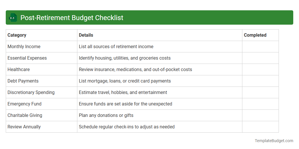 Post-Retirement Budget Checklist