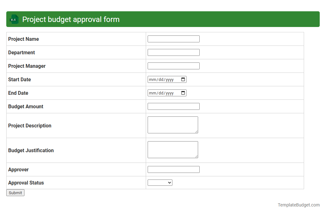 Project budget approval form