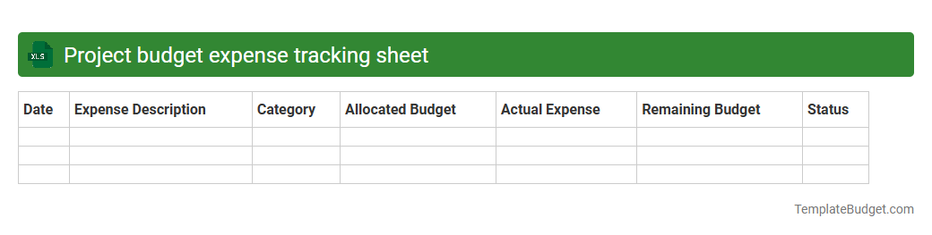Project budget expense tracking sheet