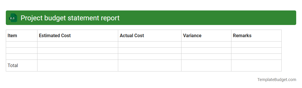 Project budget statement report