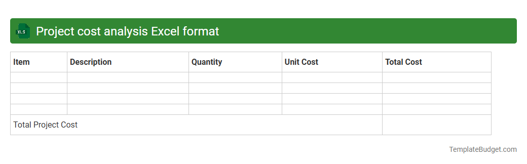 Project cost analysis Excel format