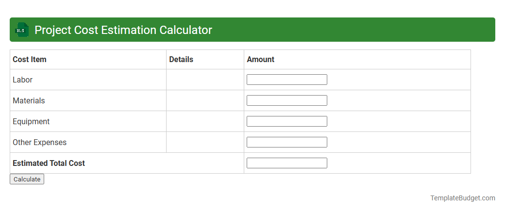 Project Cost Estimation Calculator