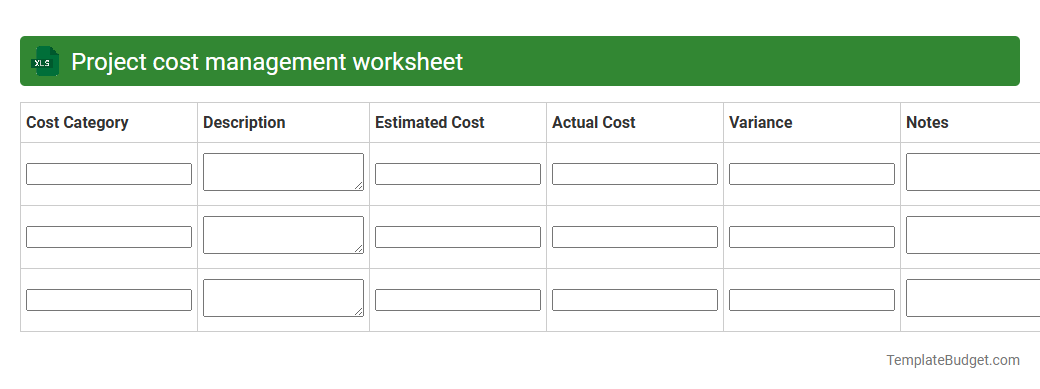 Project cost management worksheet