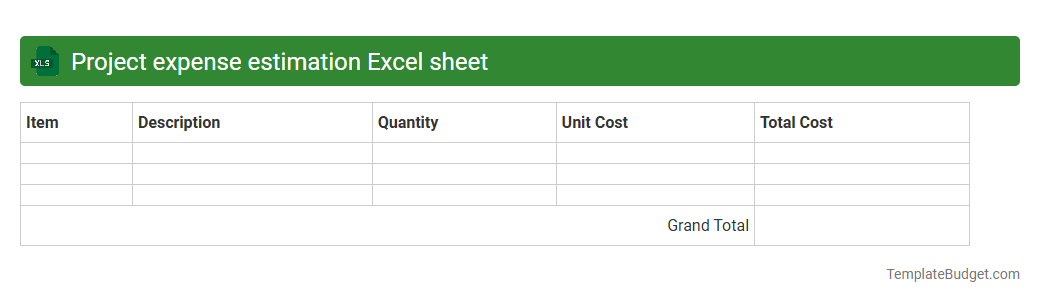 Project expense estimation Excel sheet