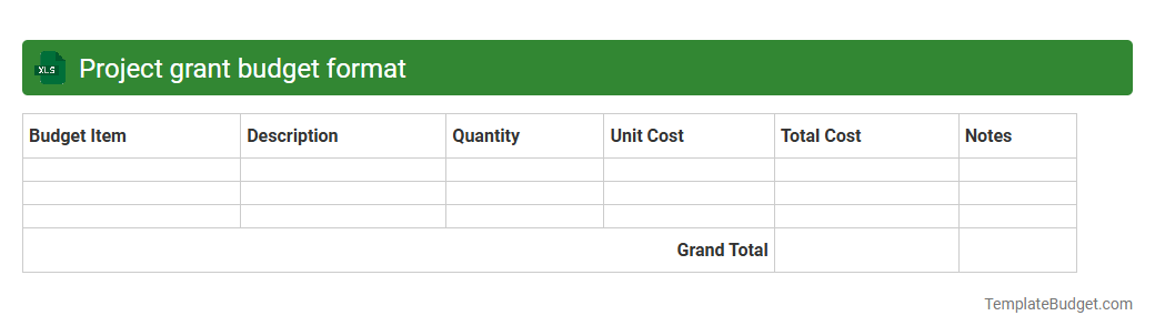 Project grant budget format