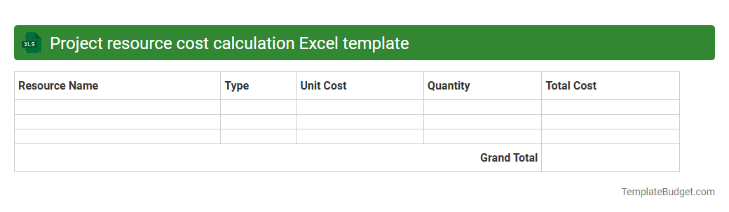 Project resource cost calculation Excel template