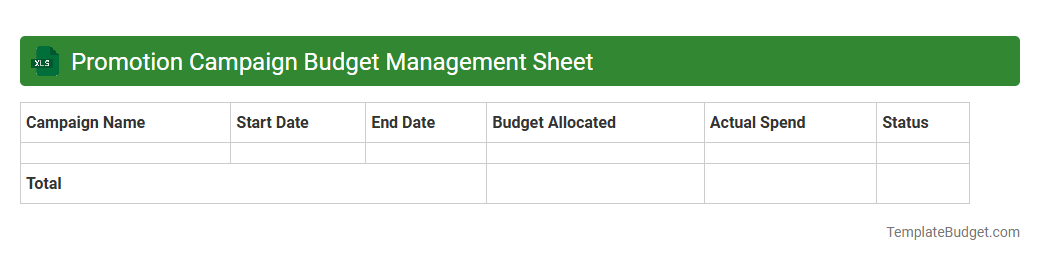 Promotion Campaign Budget Management Sheet