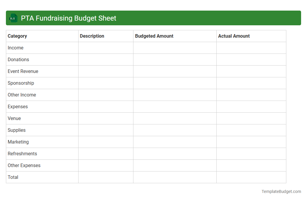 PTA Fundraising Budget Sheet