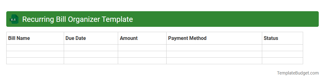 Recurring Bill Organizer Template