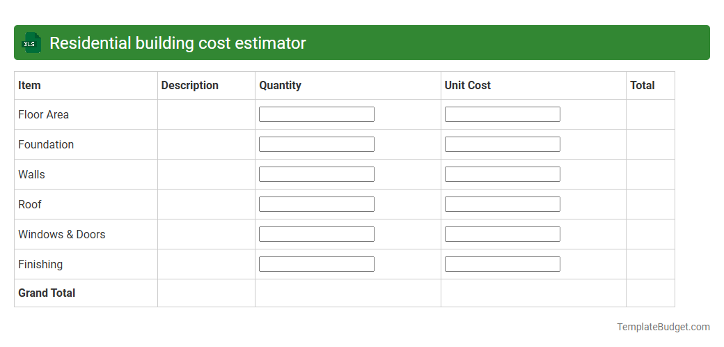 Residential building cost estimator