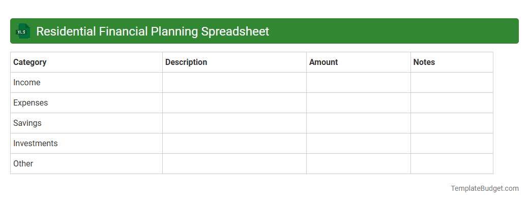 Residential Financial Planning Spreadsheet