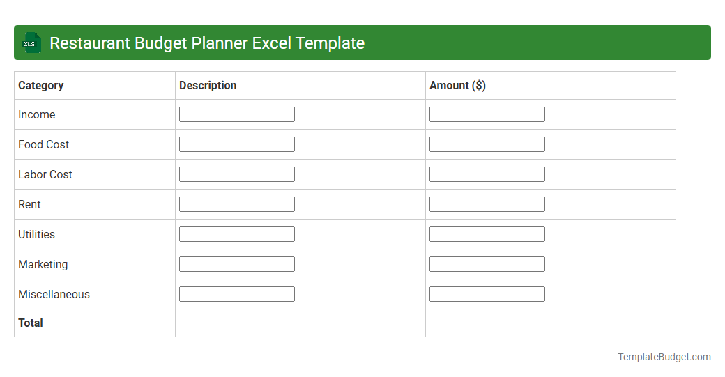 Restaurant Budget Planner Excel Template