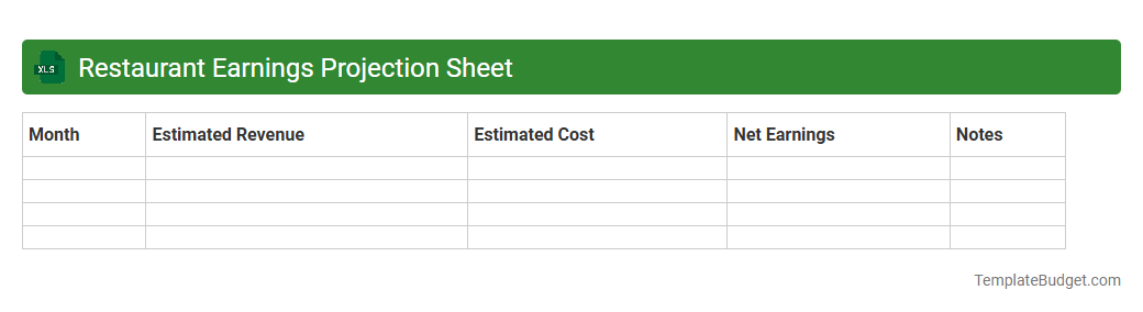 Restaurant Earnings Projection Sheet