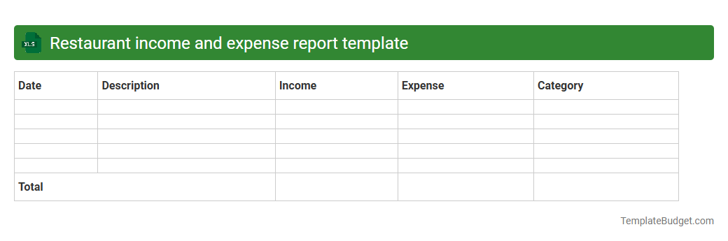Restaurant income and expense report template