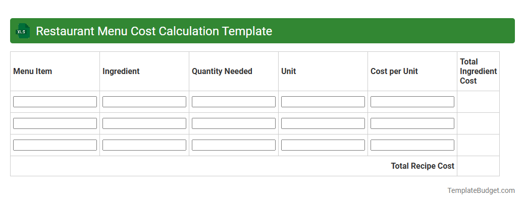 Restaurant Menu Cost Calculation Template
