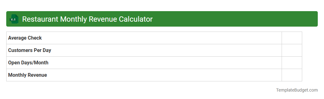 Restaurant Monthly Revenue Calculator