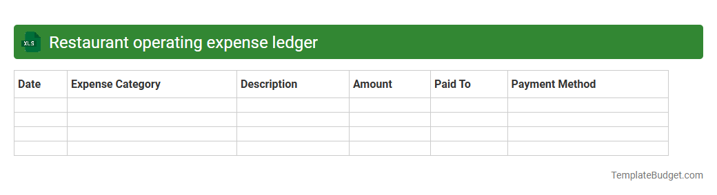Restaurant operating expense ledger