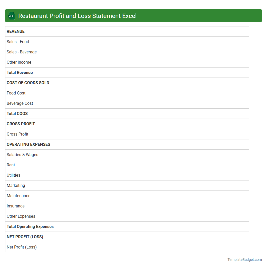 restaurant profit and loss statement excel