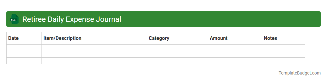 Retiree Daily Expense Journal