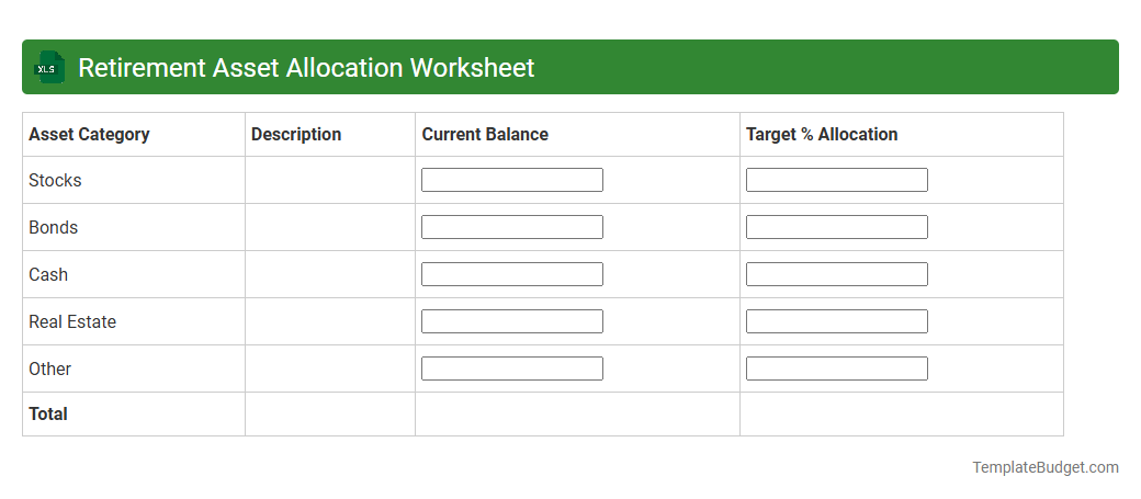 Retirement Asset Allocation Worksheet