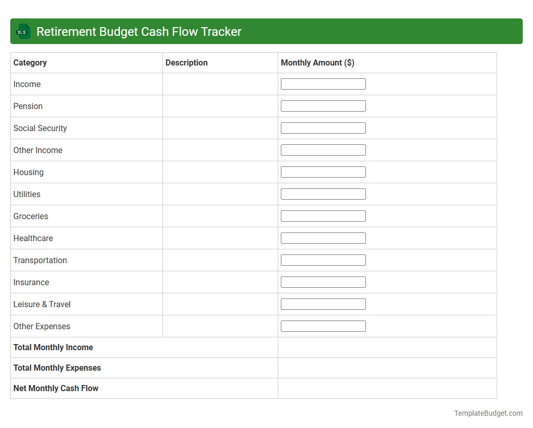 Retirement Budget Cash Flow Tracker