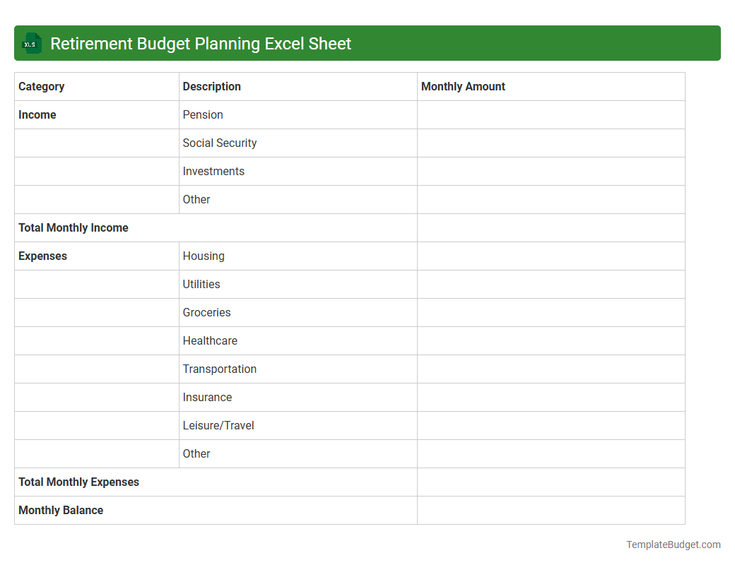 Retirement Budget Planning Excel Sheet