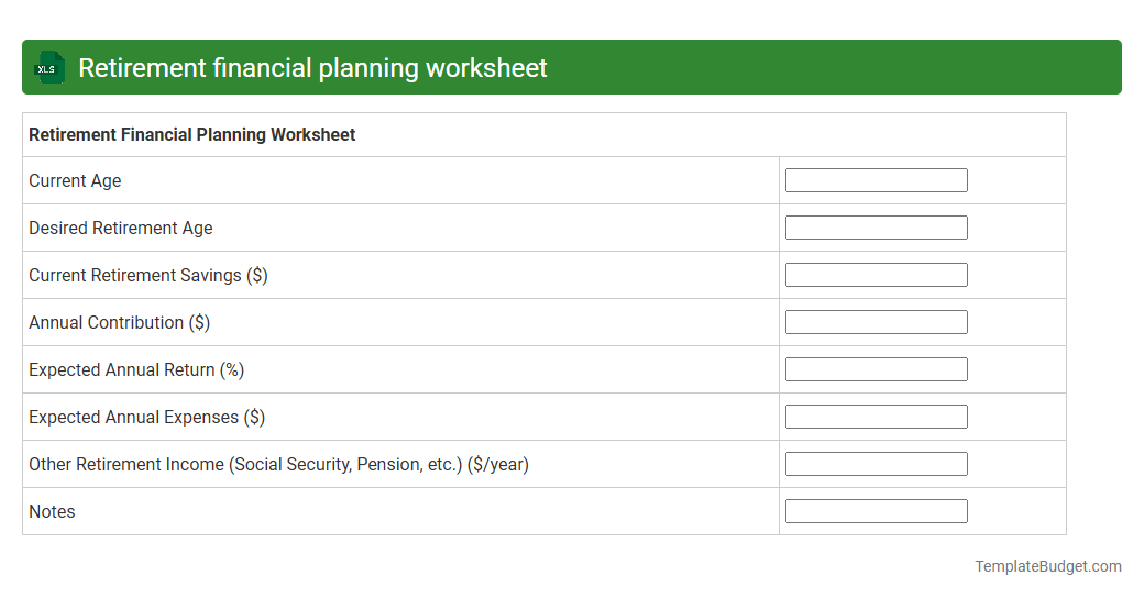 Retirement financial planning worksheet