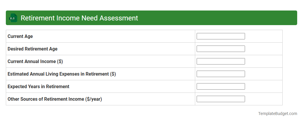 Retirement Income Need Assessment